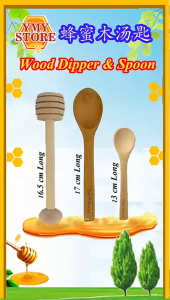 YMY Store Wood Honey Dipper Stick Wood Spoon Spices Spoon Sudu Spice Sudu Kayu Rempah Wood Condiment Scoop Small Wooden Spoon Salt