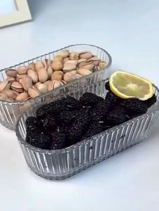 Simple INS Wind Striped Transparent Plastic Fruit Plate Living Room Snack Tray Multi-functional Storage U-shaped Fruit P