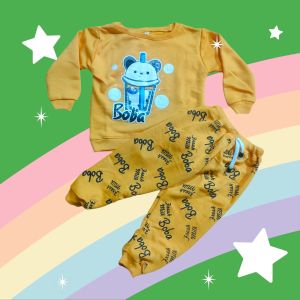 Setelan Joger PP Printing Bebitery Anak motif Boba shark Ukuran S (max 1 thn) L (max 2 thn) XL (max 3thn)