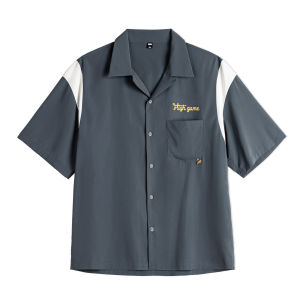 MADEN | Vintage American Style Cuban Collar Embroidered Loose Woven Comfortable Shirt