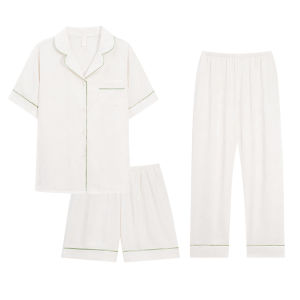 Bộ đồ ngủ nữ MiiOW Cat Person bằng lụa - gồm áo tay ngắn quần ngắn và quần dài - Mùa thu 2025