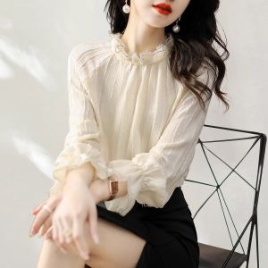 New Fashion Elegant Lace Shirt Long Sleeve Blouse