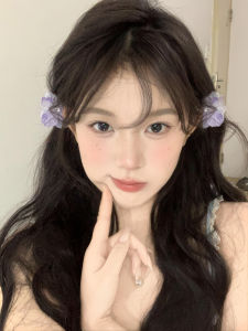 Purple Flower Hair Clip Beach Ancient Style Side Clip Children Head Flower Hair Clip Accessory Clip Sweet Style Tour Commute