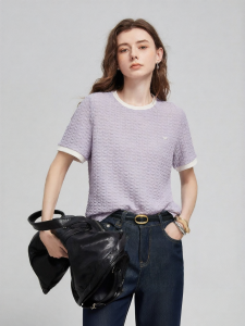 Toyouth | Embossed Texture Bubble Pleat T-Shirt Women Summer New Arrival Round Neck