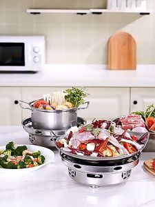 Bếp Cồn Chắn Gió Inox 24cm Chuyên Dùng Nấu Lẩu Nhỏ Gọn Bếp Cồn Cắm Trại Mini Thiết Kế Hiện Đại An Toàn Dễ Mang Theo TIDO TI DO