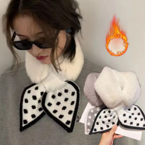 Winter hot🔥Korean Winter Faux Rabbit Fur Scarf Women Soft Plush Womens Scarf Winter Knitted Neck Collar Neck Warmer Shawl Cross Scarf