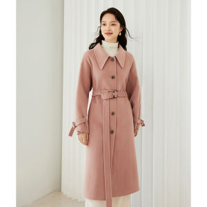 Yigue | 100% Wool Double-breasted Long Coat Winter Warm