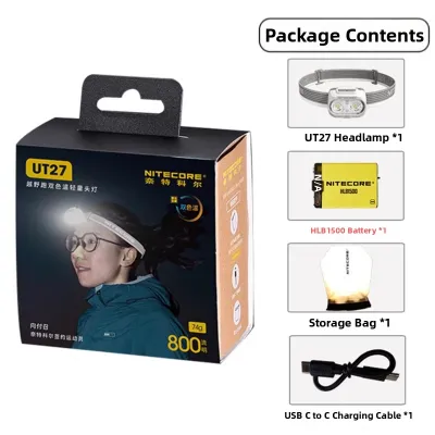 NITECORE UT27 2024 New Model Lightweight Headlamp 800 Lumens Dual Light Source for Trail Running Outdoor Camping Travel