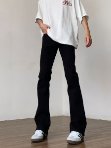 กางเกงยีนส์ทรงตรงเอวสูงทรงสลิมฟิตสำหรับผู้ชาย กางเกงขายาวทรงหลวมสีดำ ทรงลำลอง ทรงหลวม สไตล์อเมริกัน