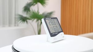Digital Temperature Humidity Thermometer HTC 1 LCD Hygrometer Electronic Meter Weather Station Clock Home Indoor Outdoor