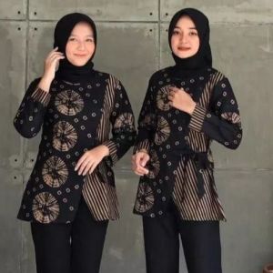 (Batik Wanita Free Jilbab) Kombinasi Kerja Kekinian Seragam Nikah Ready Jumbo