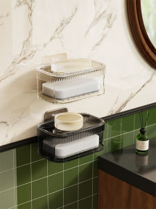 New 2025 Wall-Mounted Soap Dish Sponge Included Drainage Box Home Use Bathroom Storage Rack Nordic Style Retro Element