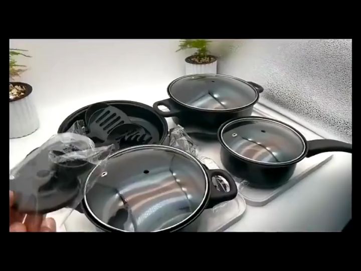 13pcs Non Stick Cookware Set Stainless Steel Pot Fry Pan Cooking Set Kawali Induction Pan Set Cookin