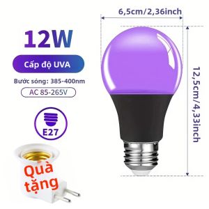 Bóng Đèn LED UV 12W E27 385-400nm Dùng Cho Tiệc Phát Sáng Trong Bóng Tối Sơn Body Áp Phích Neon & Đèn Chiếu Sáng Đen Cho Club
