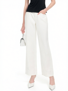 Spring New Design Butterfly Embroidery White Straight Wide Leg Jeans