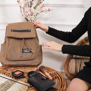 Martin Versa Tas TRW15 Backpack impor import Ransel Wanita Kanvas - Hitam