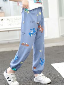 Summer Childrens Artificial Cotton Sleep Pants Pure Cotton Silk Mosquito Proof Lantern Pants Casual Loose plus Size Baby Long Pants