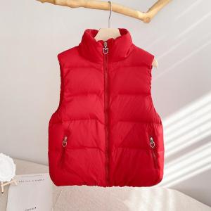 Womens Casual Short down Vest Lightweight Stand Collar Jacket Autumn Winter Outerwear Cotton Padded Vest Large Size