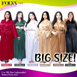 FOLVA Kimono panjang baju tidur wanita satin XL big size jumbo