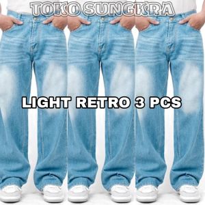DISKON 85% CELANA BAGGY WIDE DENIM 50 RIBU DAPAT 3 PCS CELANA JEANS RETRO PRIA TERMURAH