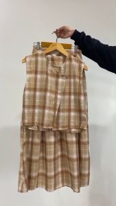 Nuna Vest Basic Wanita & Outer Kotak-Kotak Vest Flanel Atasan Wanita Crop