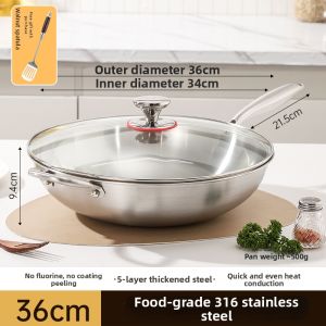YIYIPAI | Food-Grade 304 Stainless Steel Non-Coated Wok