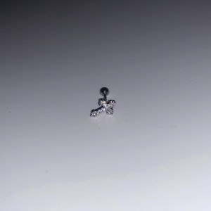 Unique Design Cross Titanium Steel Zircon Fancy Thin Needle Heart Love Lock Stacking Belt Mini Ear Studs Ear Bone Stud