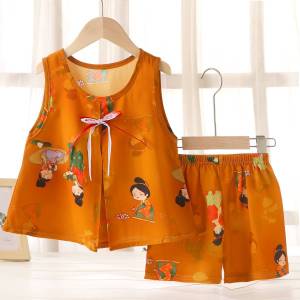 Girl Sleeveless Floral Dress Shorts Set Cotton