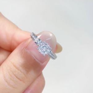 LAZO DIAMOND Four Prong Halo with Channel Pavé Diamond Ring in 9k White Gold