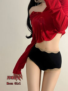 High Waist Cotton Womens Underwear Lace Trim Abdomen Control Butt Lifting Full Cotton Triangle Shorts Anti-Bacterial plus Size