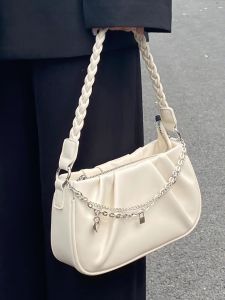 Summer 2026 Womens Folded Cloud Square Handbag Crossbody Versatile Underarm Bag British Style Soft PU Leather Zipper Closure