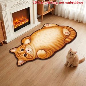VIKAMA 2D Tabby Cat Doormat Soft Non-Slip Indoor Outdoor Entryway Rug Absorbent Bathroom Doormat Home Decor for Cat Lovers