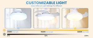 48W Ceiling Fan Smart 2 in 1 Ceiling Fan with Remote Control LED Light Fan E27 Socket Fan with Electric Fan Lights Wall Fans Silent Ceiling Fan Lamp for Bedroom Living Room Home Modern Design