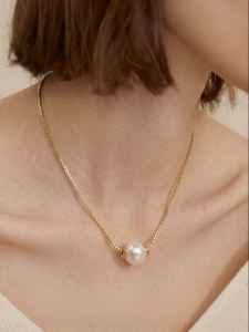 YISHU | Trendy Golden South Sea Akoya Pearl Necklace