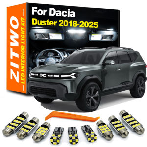 ZITWO 10Pcs Canbus Car Bulbs For Dacia Duster 2018 2019 2020 2021 2022 2023 2024 2025 LED Interior Light License Plate Lamp Kit