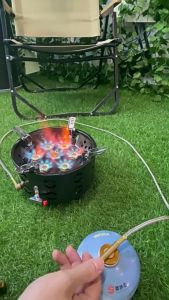 7 Core Strong Fire Power 19800W Camping Stove Portable Tourist Gas Burner Windproof Outdoor Stoves Hiking BBQ Cooking Cookware 
