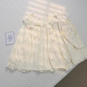 Cloud Cotton Sleepwear Long Sleeve Home Clothes Set Sweet Style Spring Autumn Youth Size Comfortable Breathable Dot Pattern