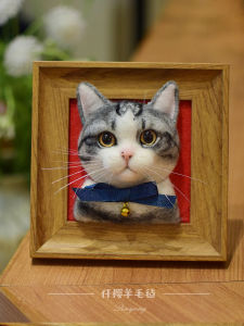 Handmade Wool Felt Diy สัตว์เลี้ยงแมวสุนัขการปรับแต่งวัสดุชุดกรอบรูปหัตถกรรมชุดสําหรับเด็กผ้า Art Home Decor