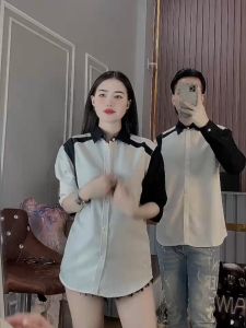 Áo Sơ Mi Nam Nữ Đen Trắng Phong Cách Thời Thượng Chất Kate Lụa - NHÂN MÃ CLOTHER