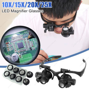 Head Wearing Magnifier Glasses Observation Magnifying Headband Eyewear Wearing Magnifier Glasses Portable Lens with LED