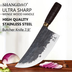 SHANGDAO HandForged 7.9" Meat Cleaver Knife High Quality Stainless Steel Heavy Duty Chopper Butcher Knife with Woodle Handle