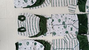 Paket 9 Stel 18pcs Setelan Baju Bayi Baru Lahir Seri Warna Navi Motif Salur Polos Dan Baby Shark