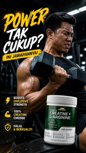 Halal Pharmanutri Creatine Monohydrate CMO500 + L-Arginine (250g) 50 servings 2 in 1
