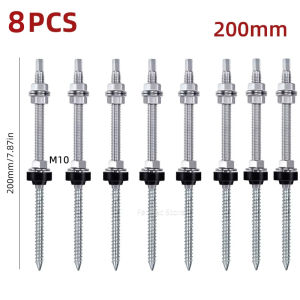 4/8pcs M10 Photovoltaic Bolts for Mounting Solar Panel Height Adjustable 304 Stainless Steel Solar hanger bolts