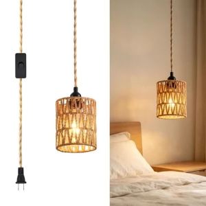 JOYINLED Plug in Pendant Light Industrial Hanging Light with Plug in Cord ON/OFF Switch Farmhouse Vintage Hanging Lamps for Home