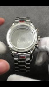40mm VK63 Silver Watch Case Blue Green Black Silver Insert With Coated Glass For VK63 Quartz Chronograph Movement Steel Bracelet