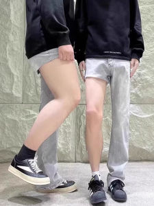 กางเกงยีนส์ทรงตรงเอวสูงสำหรับผู้ชาย กางเกงขายาวทรงหลวม ทรงเข้ารูป ทรงเข้ารูป สไตล์ลำลอง สไตล์อเมริกัน ฤดูใบไม้ร่วง