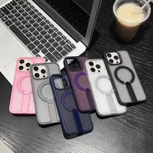 szhaiyu | Luxury Magnetic Shockproof Heat Dissipation Magnetic Fold Stand Phone Case For iPhone 18 17 16 Pro Max 15Pro 14 Plus 13 12 Cover