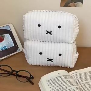 Miffy | Kawaii Miffy Striped Large Capacity Student Stationery Storage Bag Portable Miffy Cosmetic Bag Makeup Storage Bag Birthday Gifts