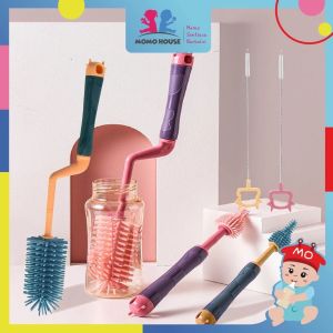 3 in 1 Soft Silicone 360 Degrees Rotarte Milk Bottle Cleanning Brush Botol Susu Berus